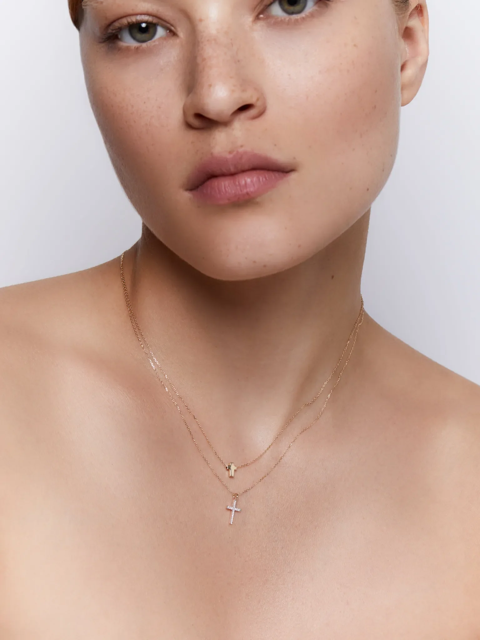 14kt Mini Suspended Cross Necklace - Image 5