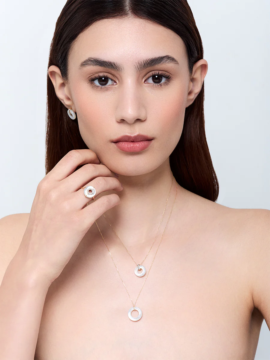 Mother of Pearl and Diamond Donut Ring - Image 2