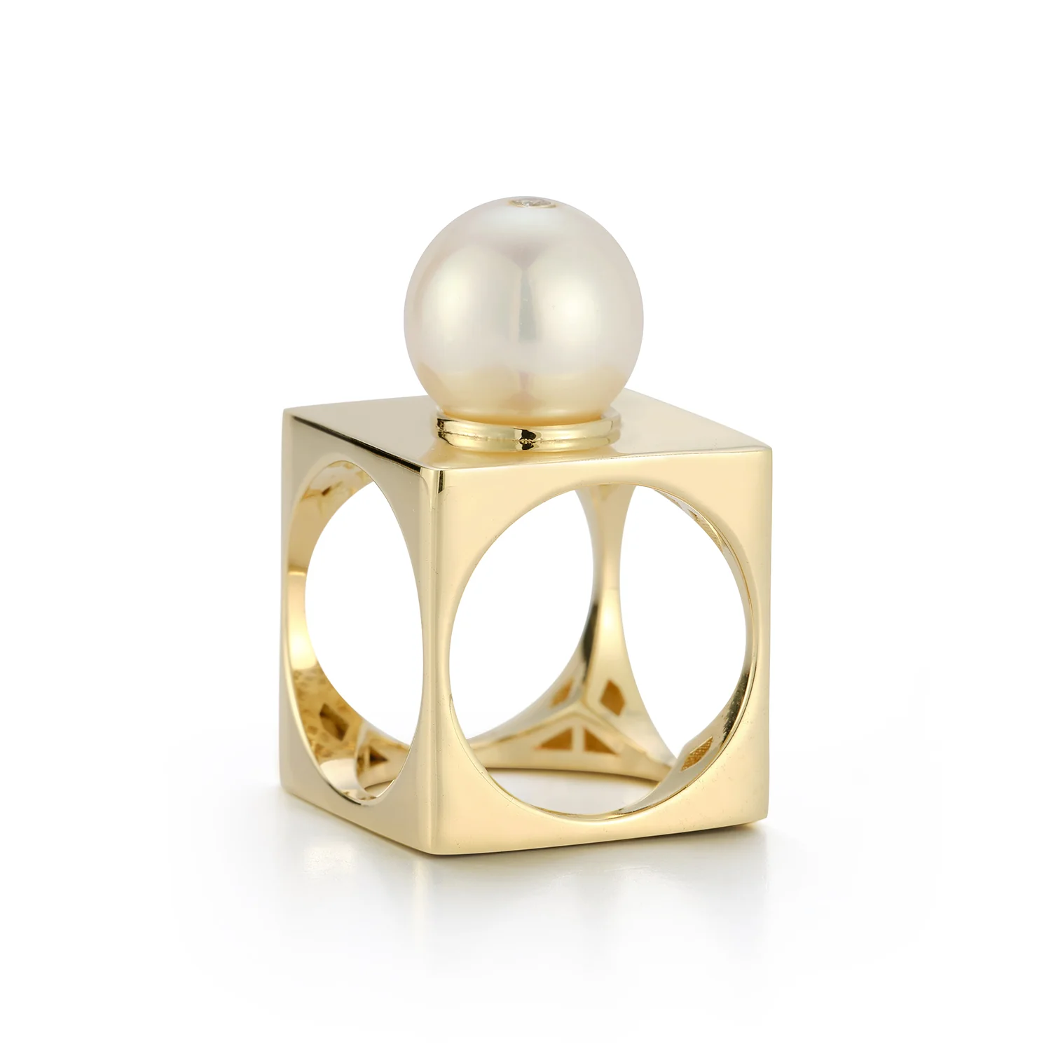 14kt Pearl Cube Ring - Image 3
