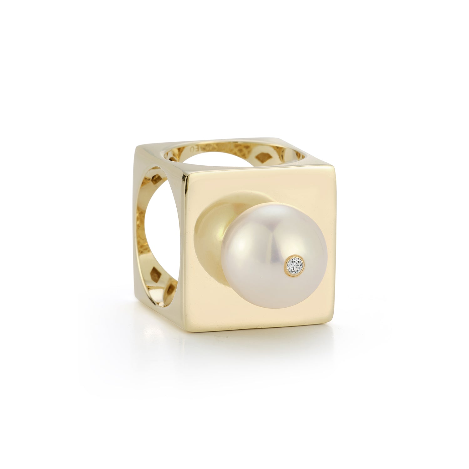 14kt Pearl Cube Ring - Image 4