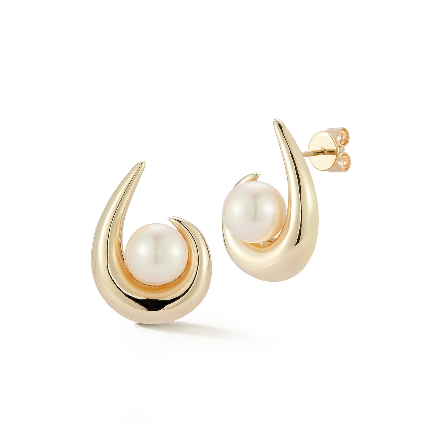 14kt Pearl Curl Earrings - Image 3