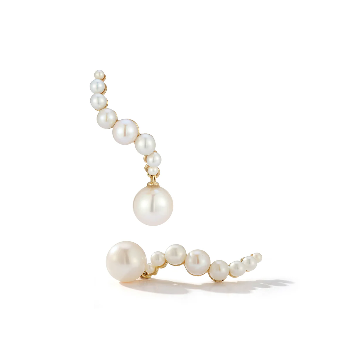 14kt Pearl Curve Drop Earrings - Image 4