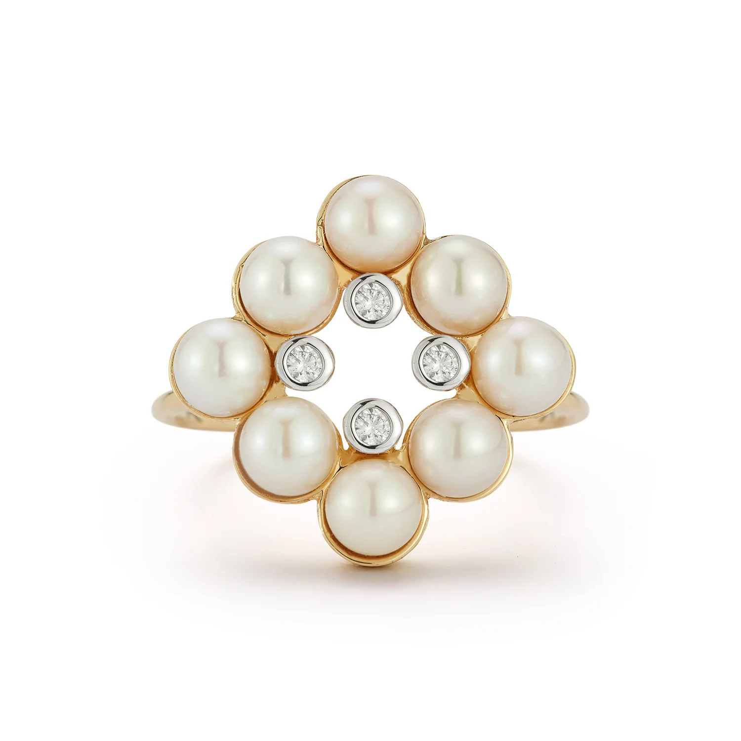 14kt Pearls and Diamond Cluster Ring - Image 4