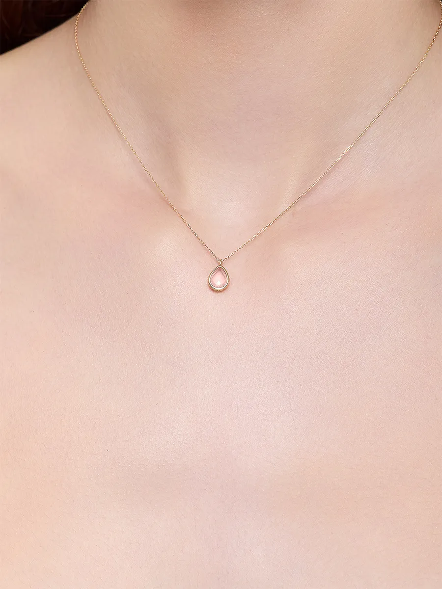14kt Pink Topaz Bezel Pear Drop Necklace - Image 4
