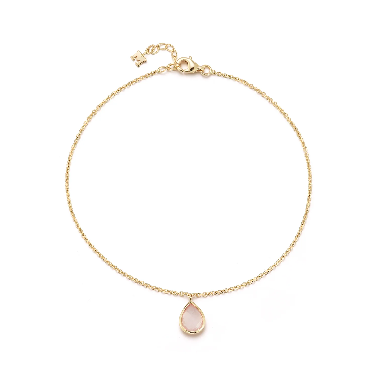 14kt Pink Topaz Pear Anklet - Image 2