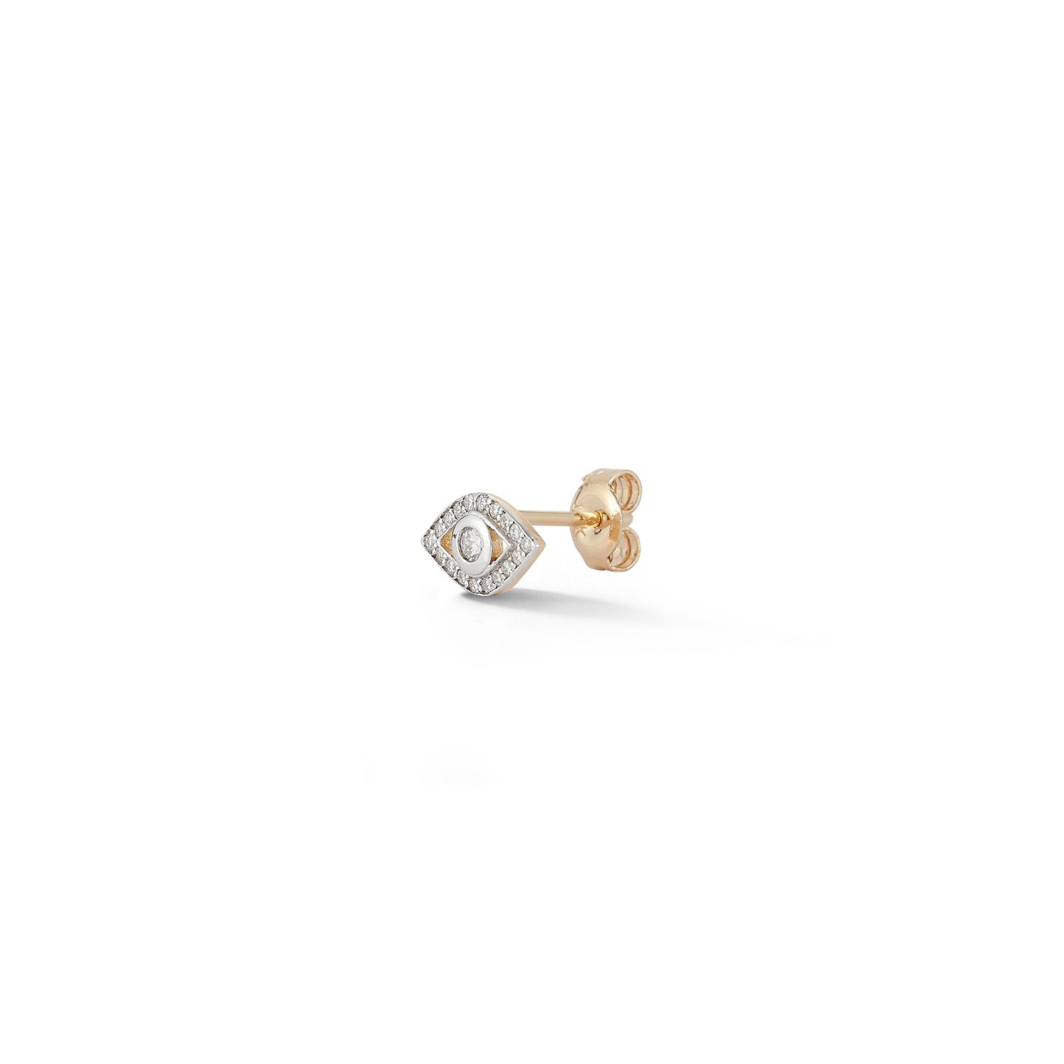 14kt Single Diamond Evil Eye Stud - Image 3