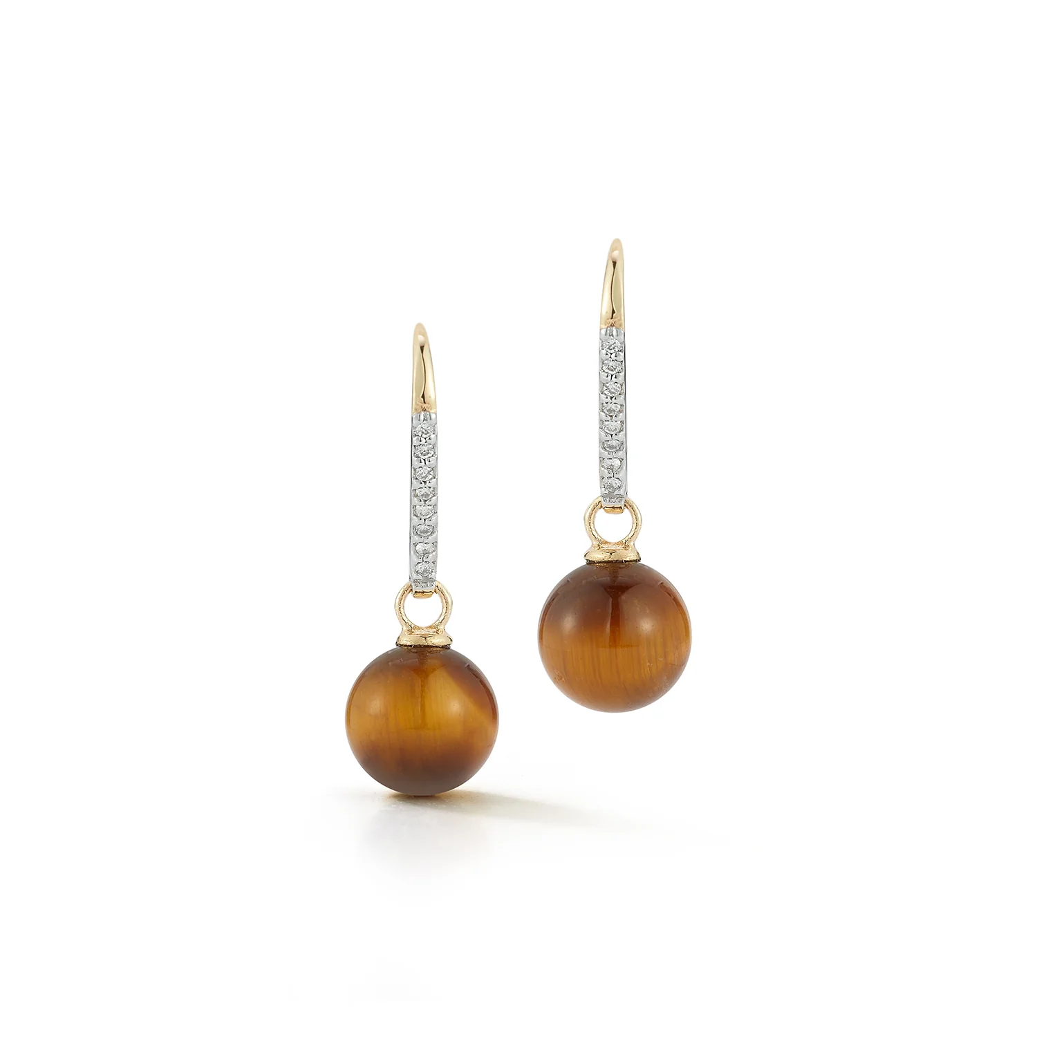 14kt Single Tigers Eye Drop Earrings - Image 4