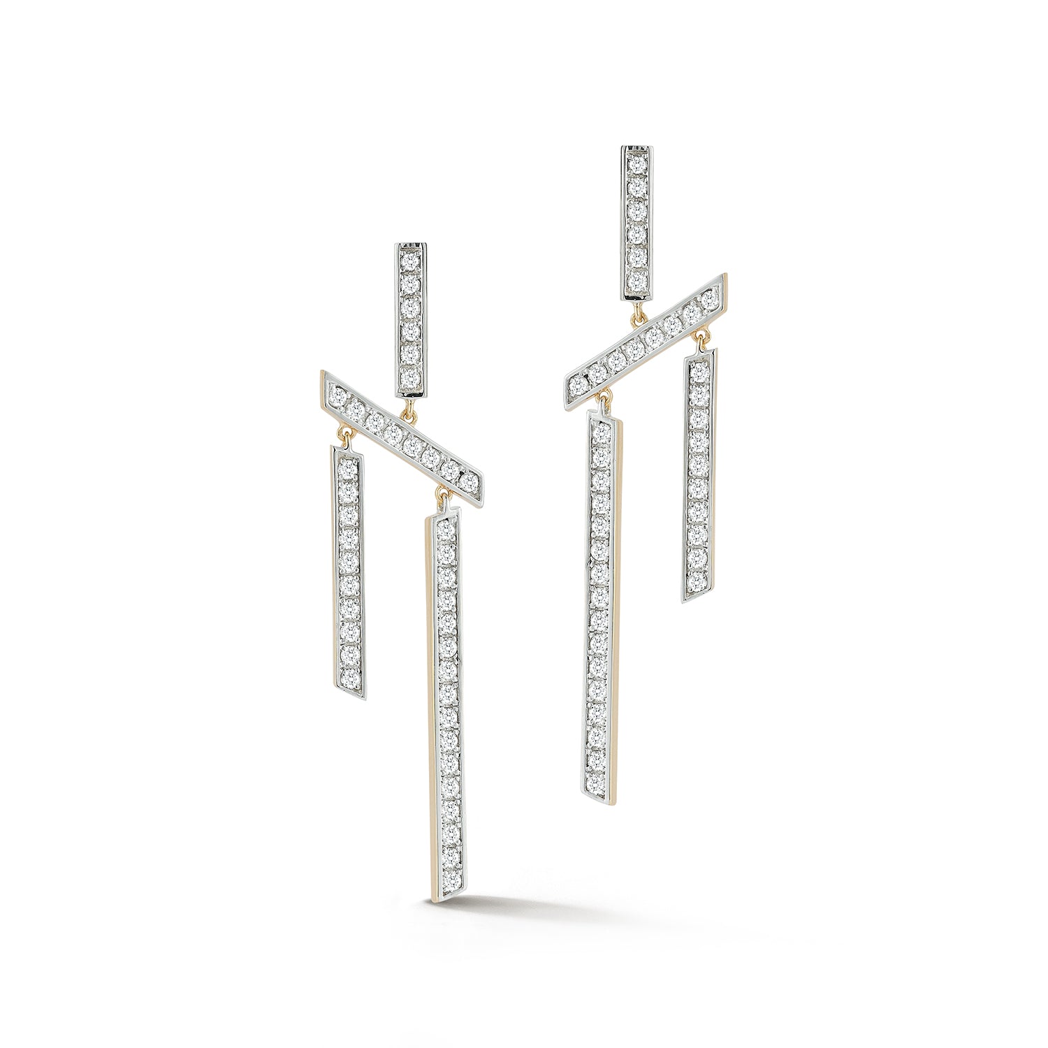 14kt Slanted Twin Bar Earrings