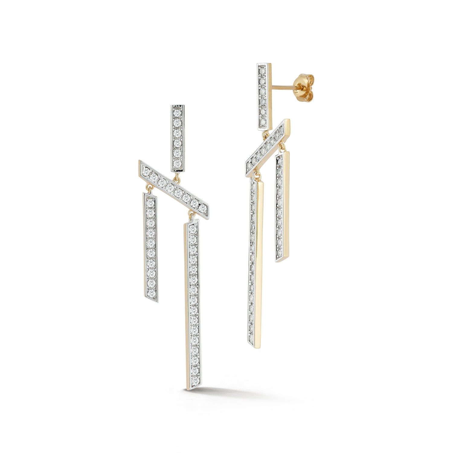 14kt Slanted Twin Bar Earrings - Image 3