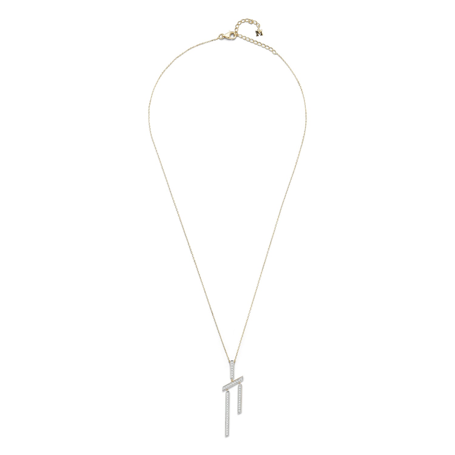 14kt Slanted Twin Bar Necklace - Image 4
