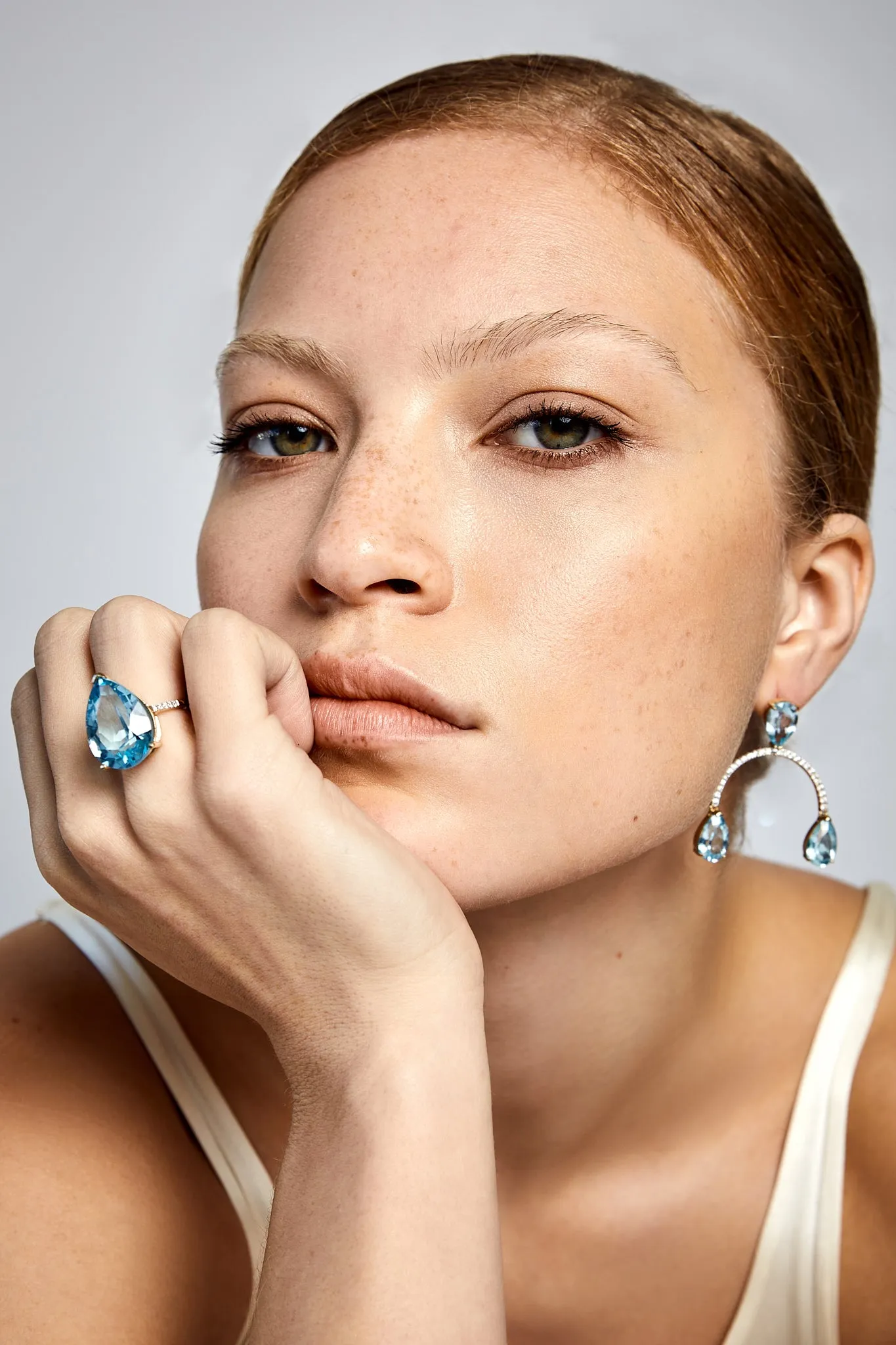 14kt Swiss Blue Topaz Pear Ring - Image 3