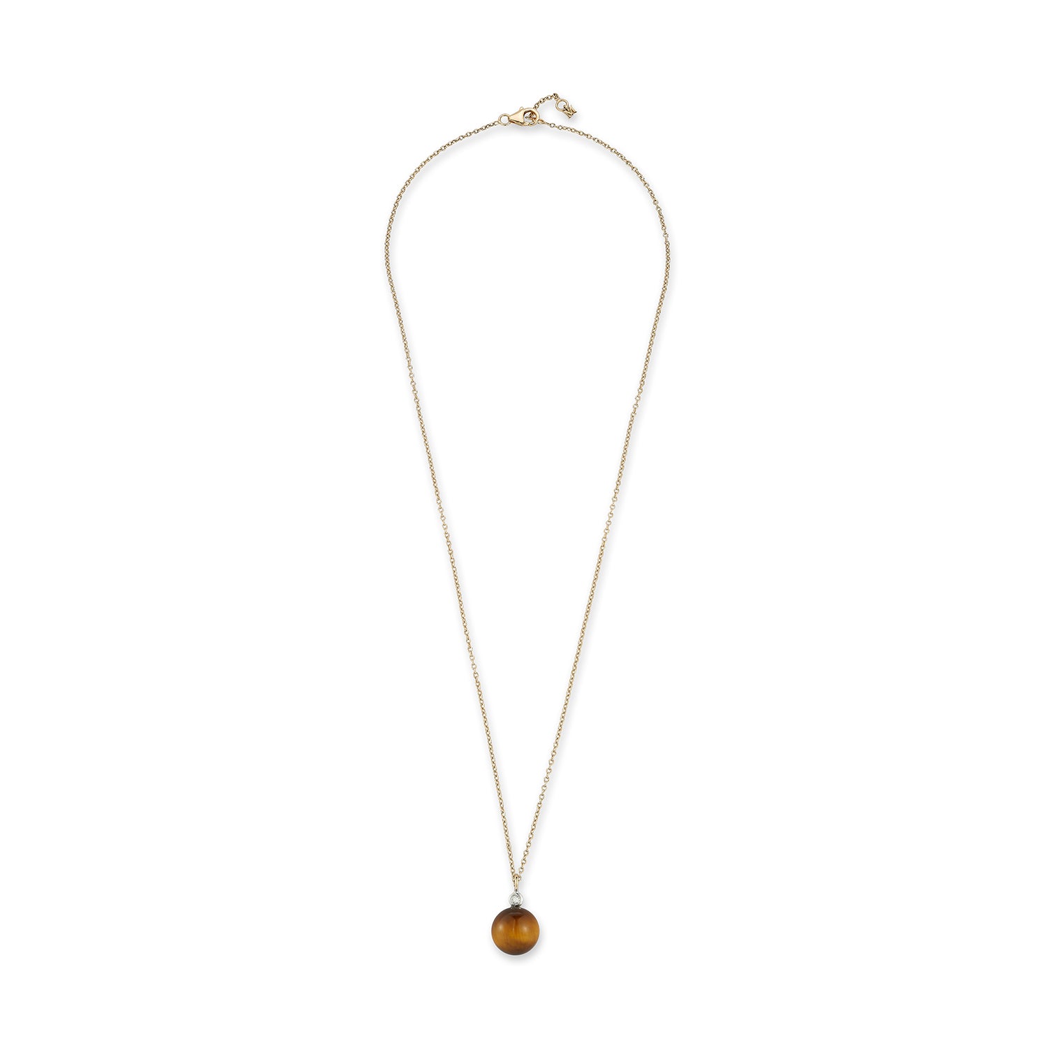 14kt Tigers Eye Diamond Dot Necklace - Image 4