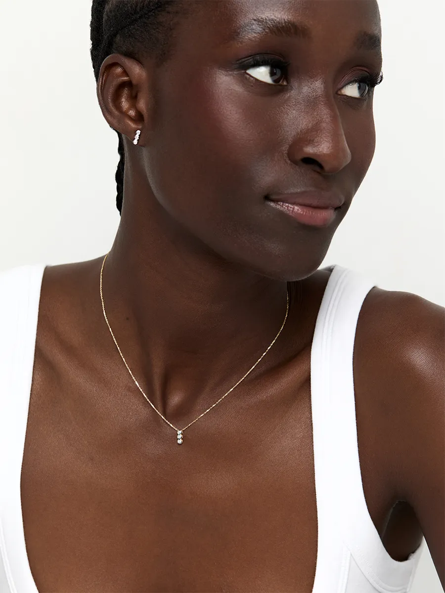 14kt Trio Diamond Bar Necklace - Image 2