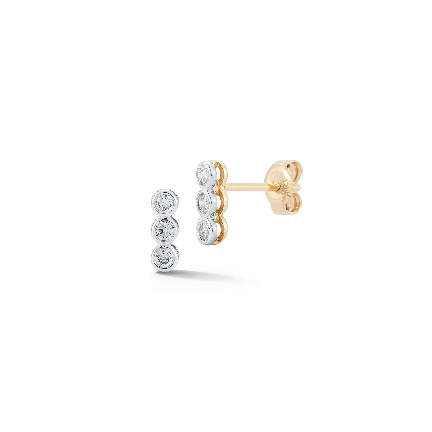 14kt Trio Diamond Bar Studs - Image 5