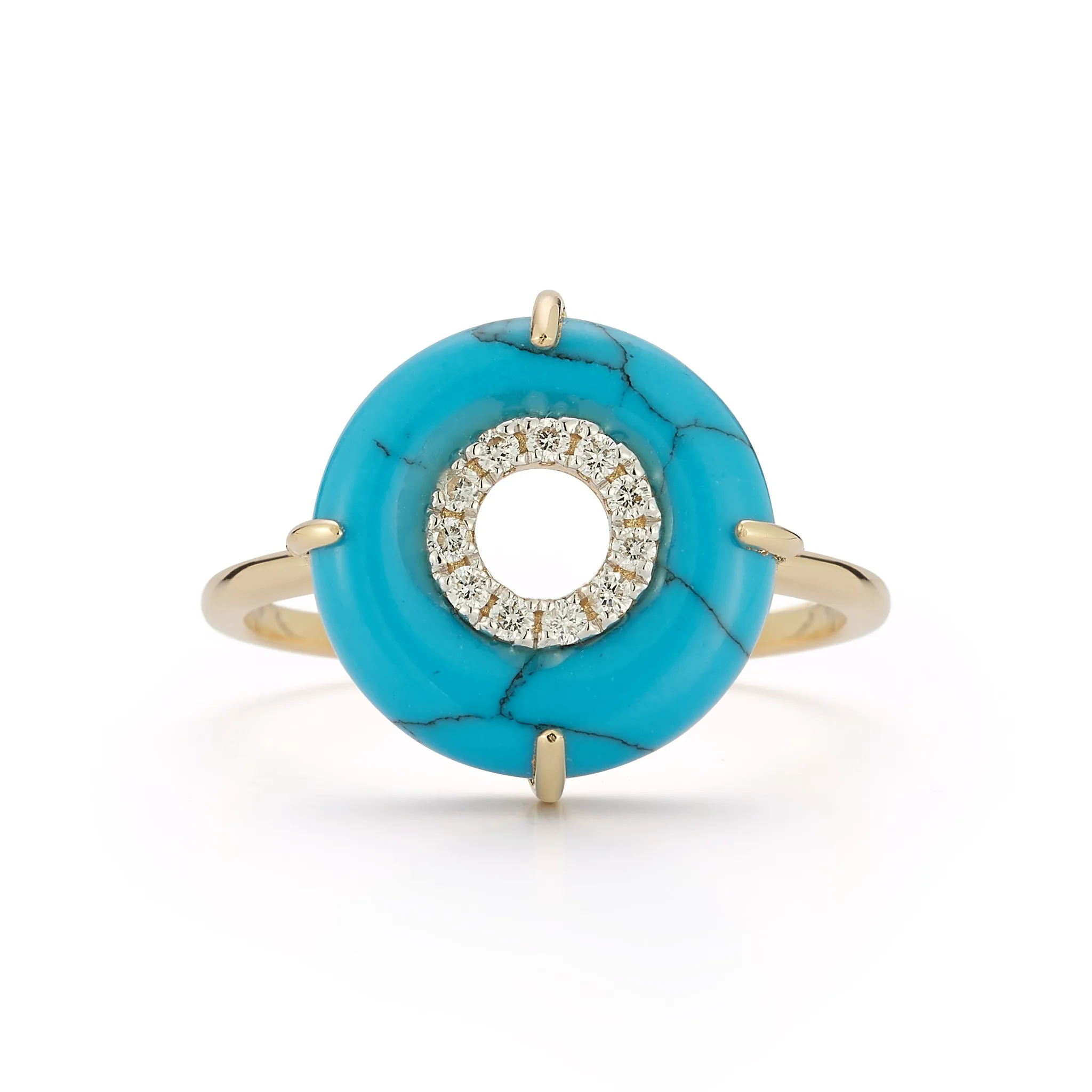 14kt Turquoise and Diamond Donut Ring - Image 4