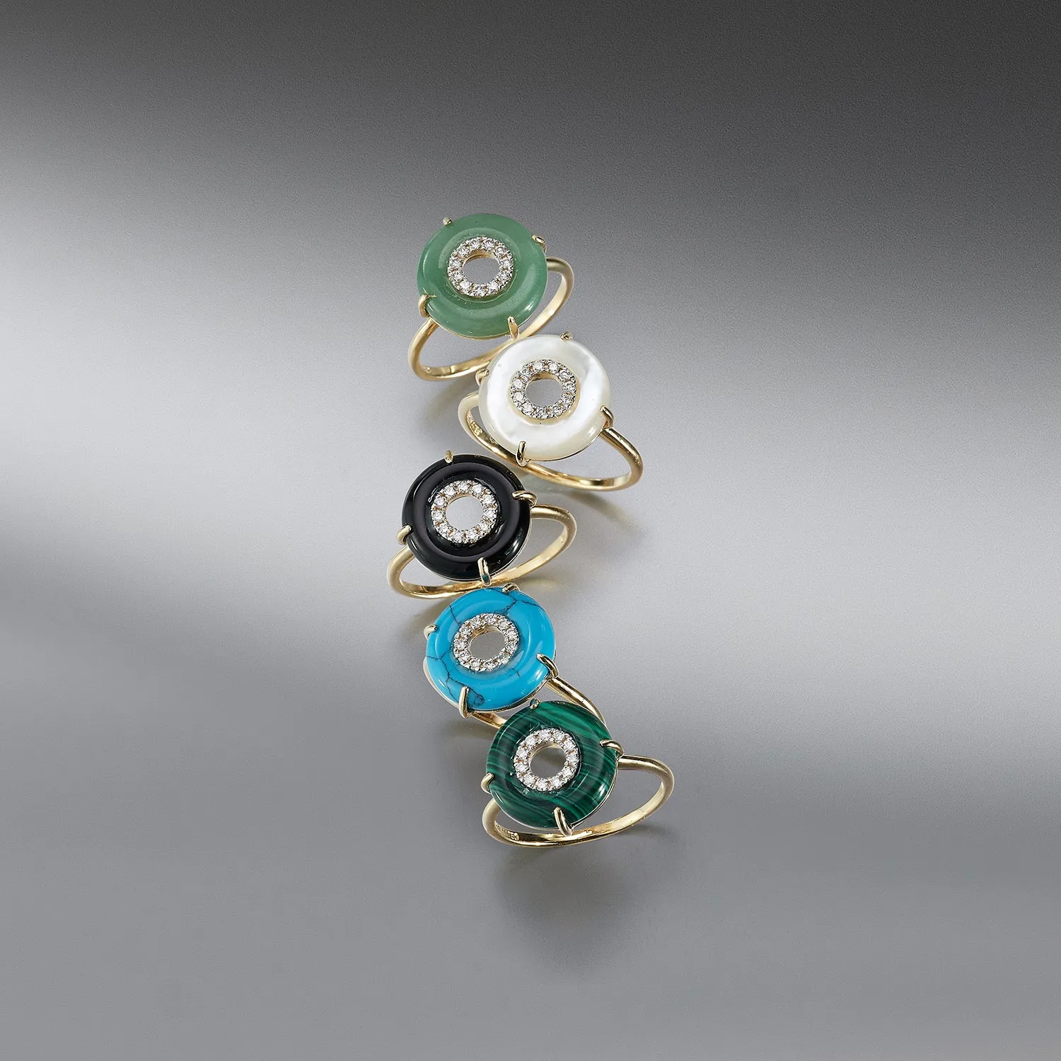 14kt Turquoise and Diamond Donut Ring - Image 5