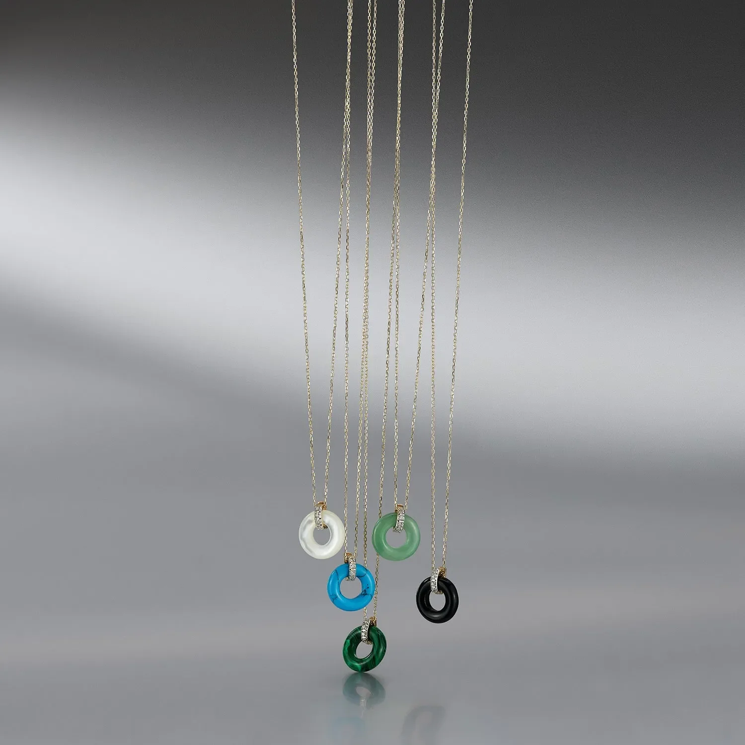 14kt Turquoise Donut and Diamond Door Knocker Necklace - Image 6