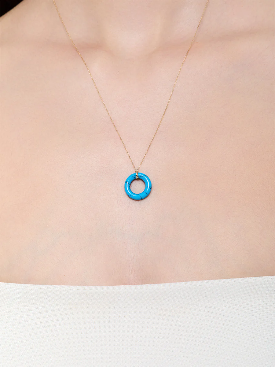 14kt Turquoise Donut Necklace - Image 3