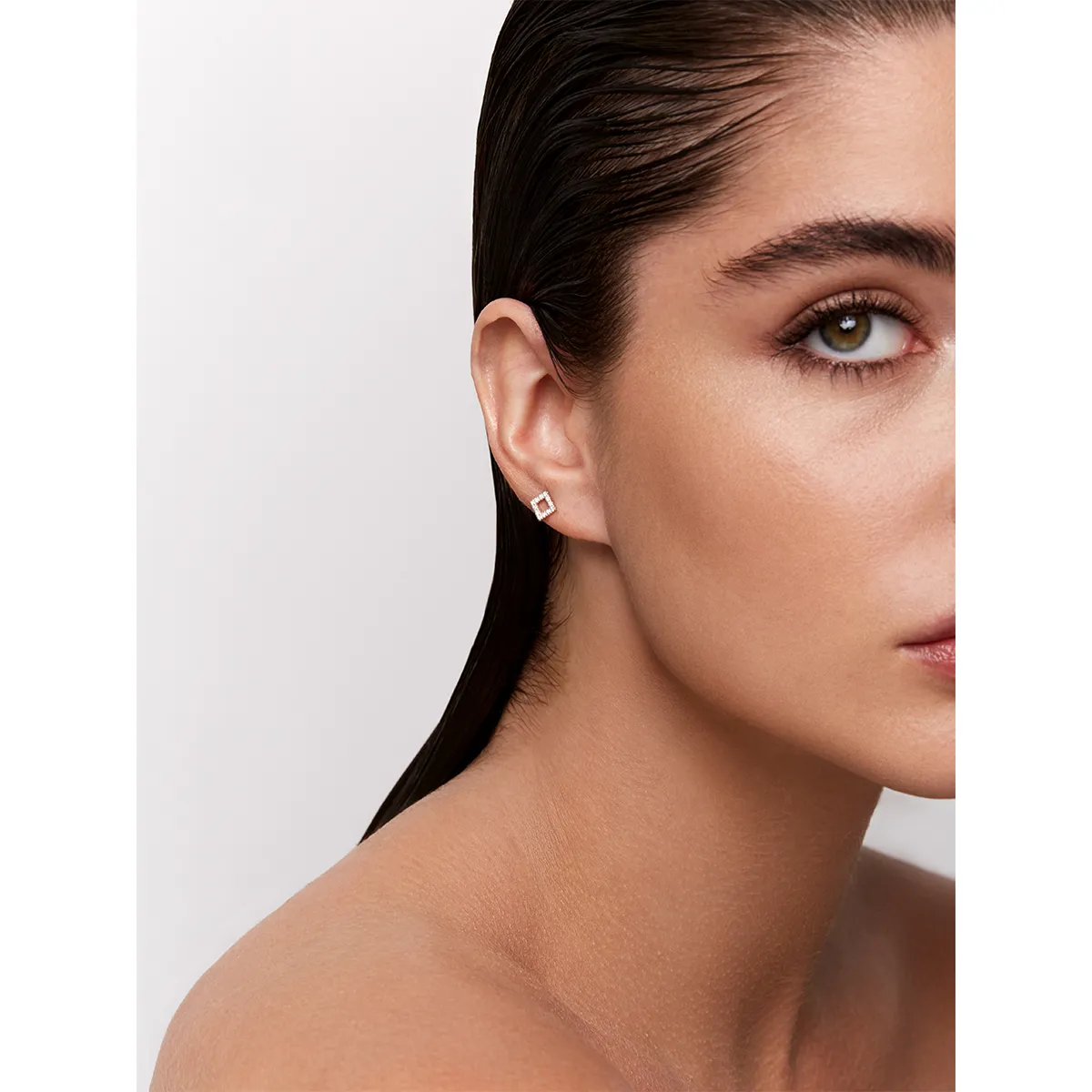 *14kt Mini Diamond Square Stud - Image 2