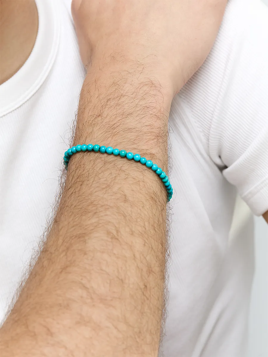 4mm Round Turquoise Beaded Bracelet - Image 2