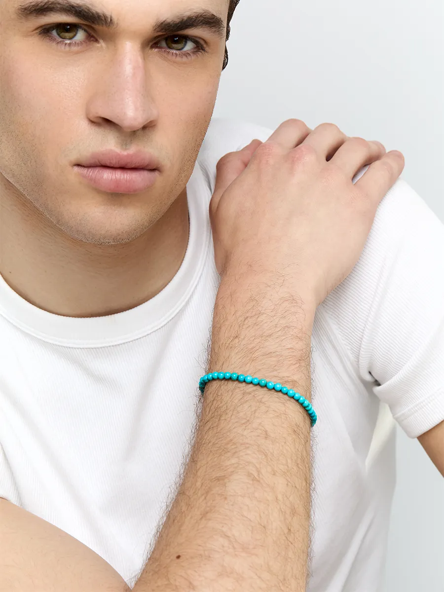 4mm Round Turquoise Beaded Bracelet - Image 3