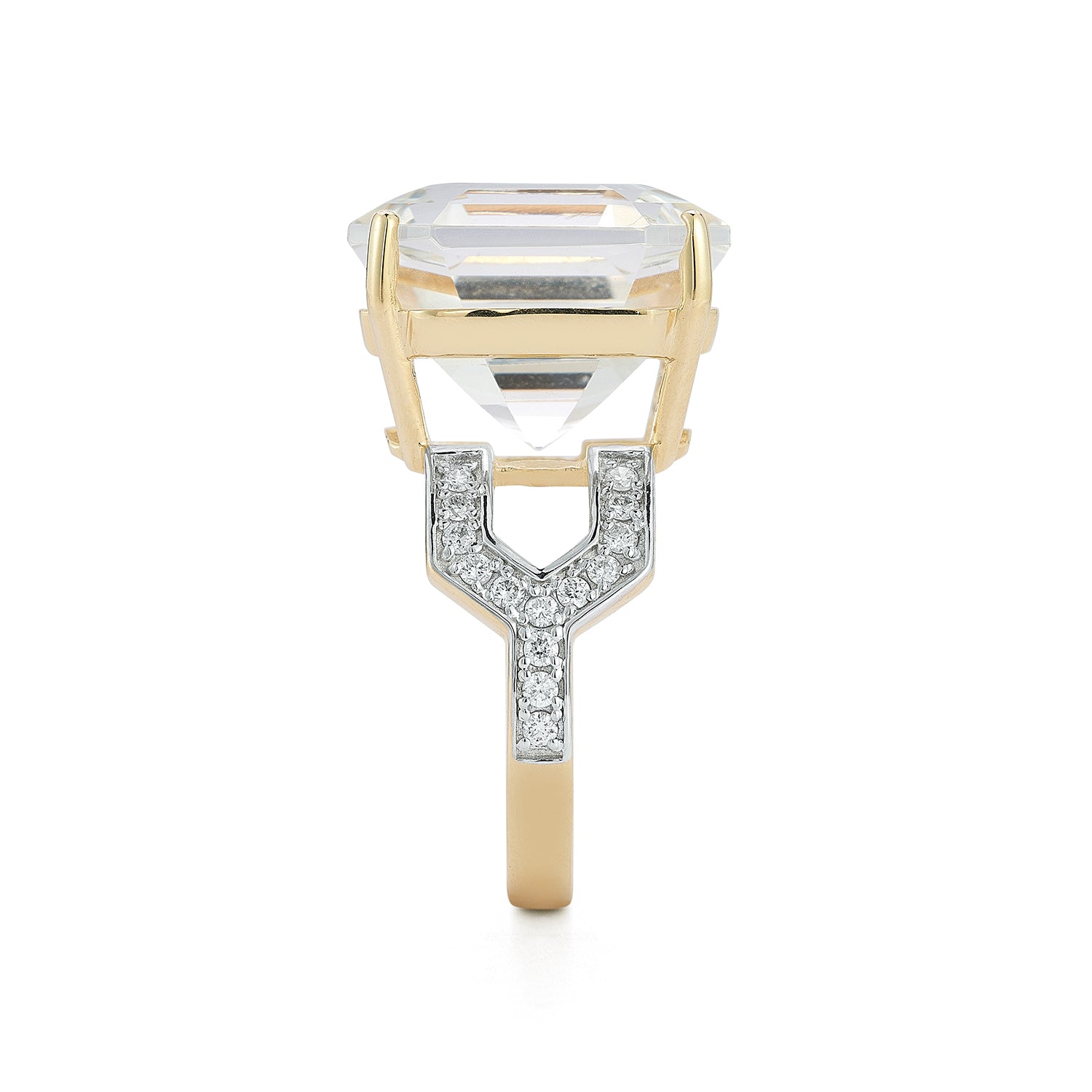 14kt Asscher Cut White Topaz Ring - Image 4