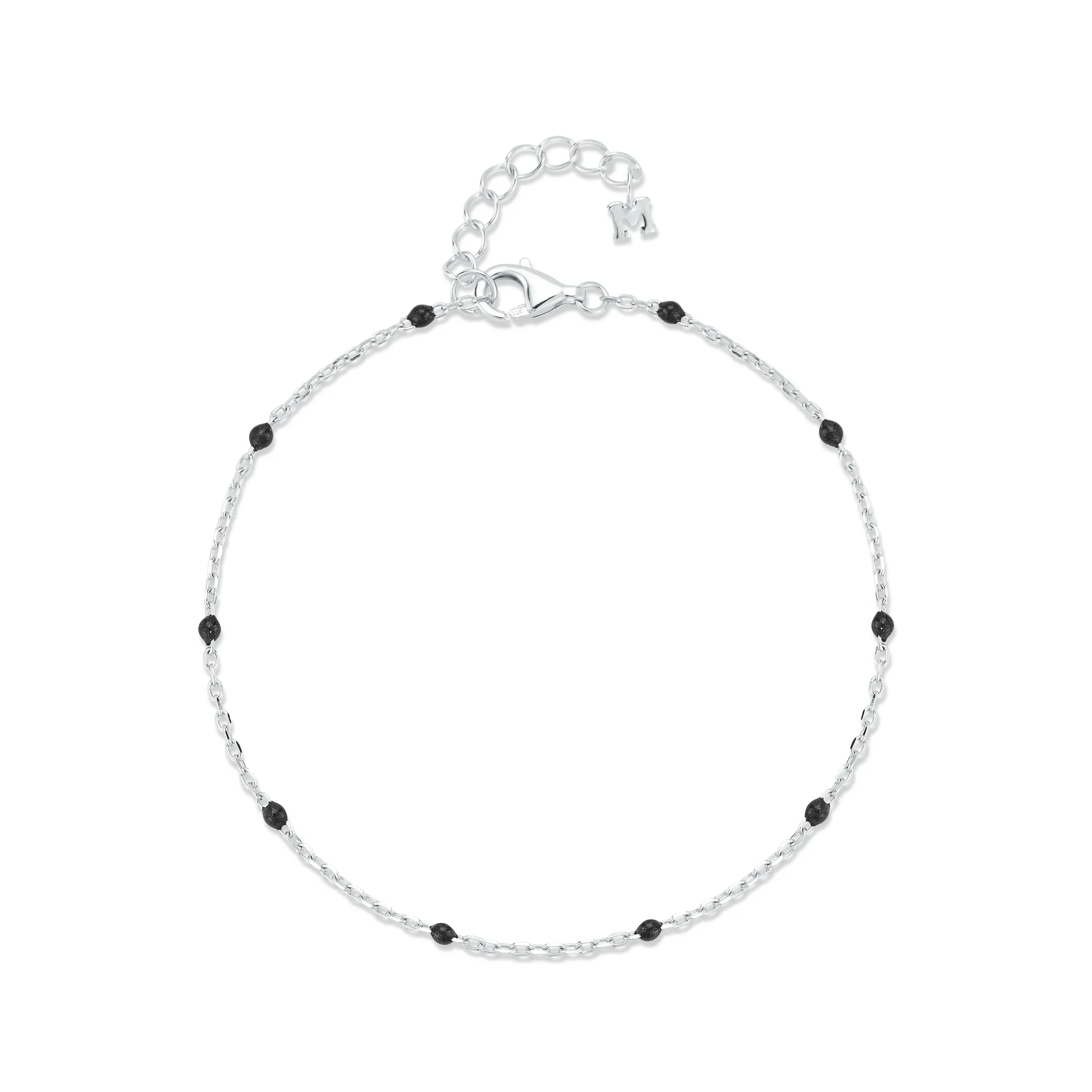 Black Enamel Station Chain Bracelet