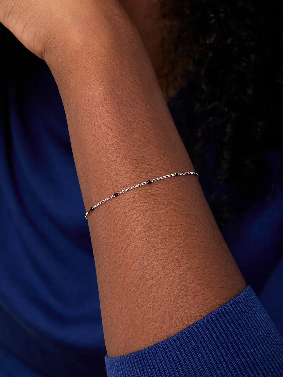 Black Enamel Station Chain Bracelet - Image 2