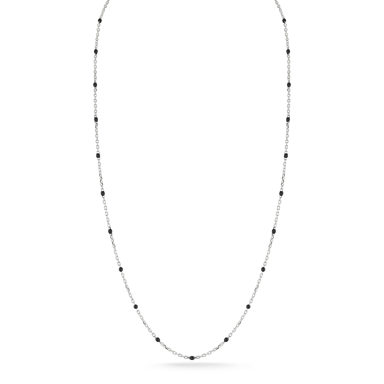 Black Enamel Station Chain Necklace