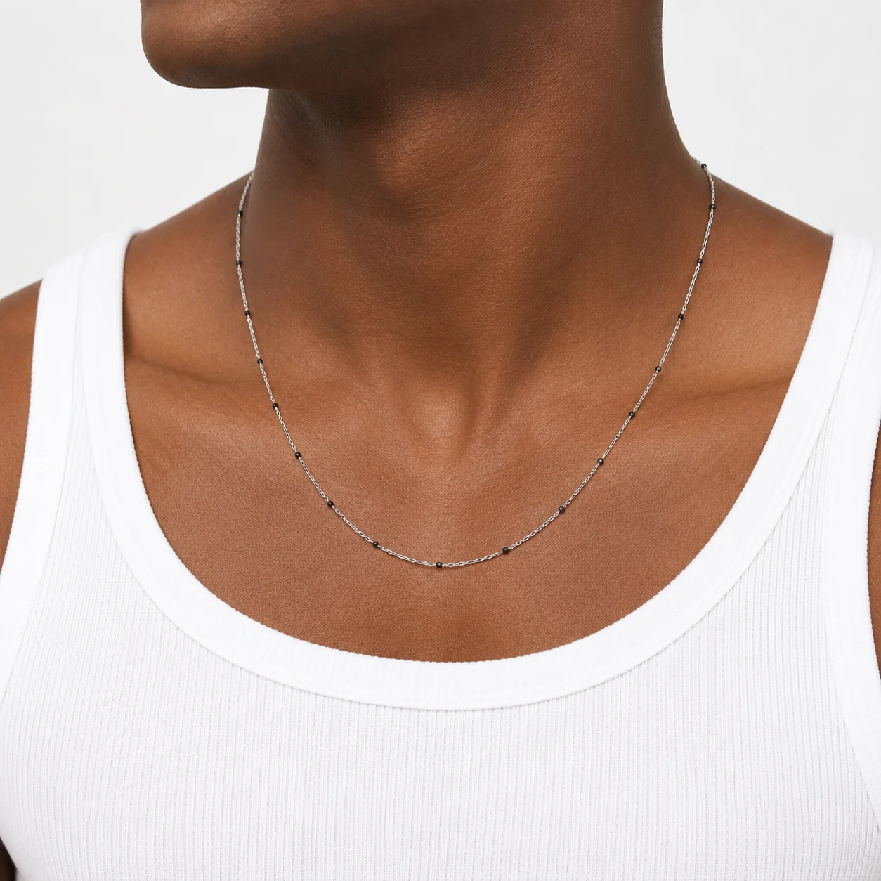 Black Enamel Station Chain Necklace - Image 2