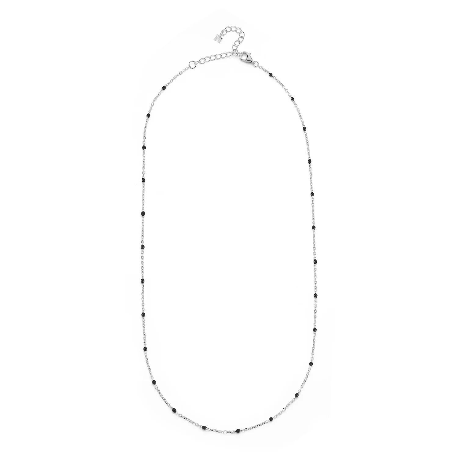Black Enamel Station Chain Necklace - Image 3