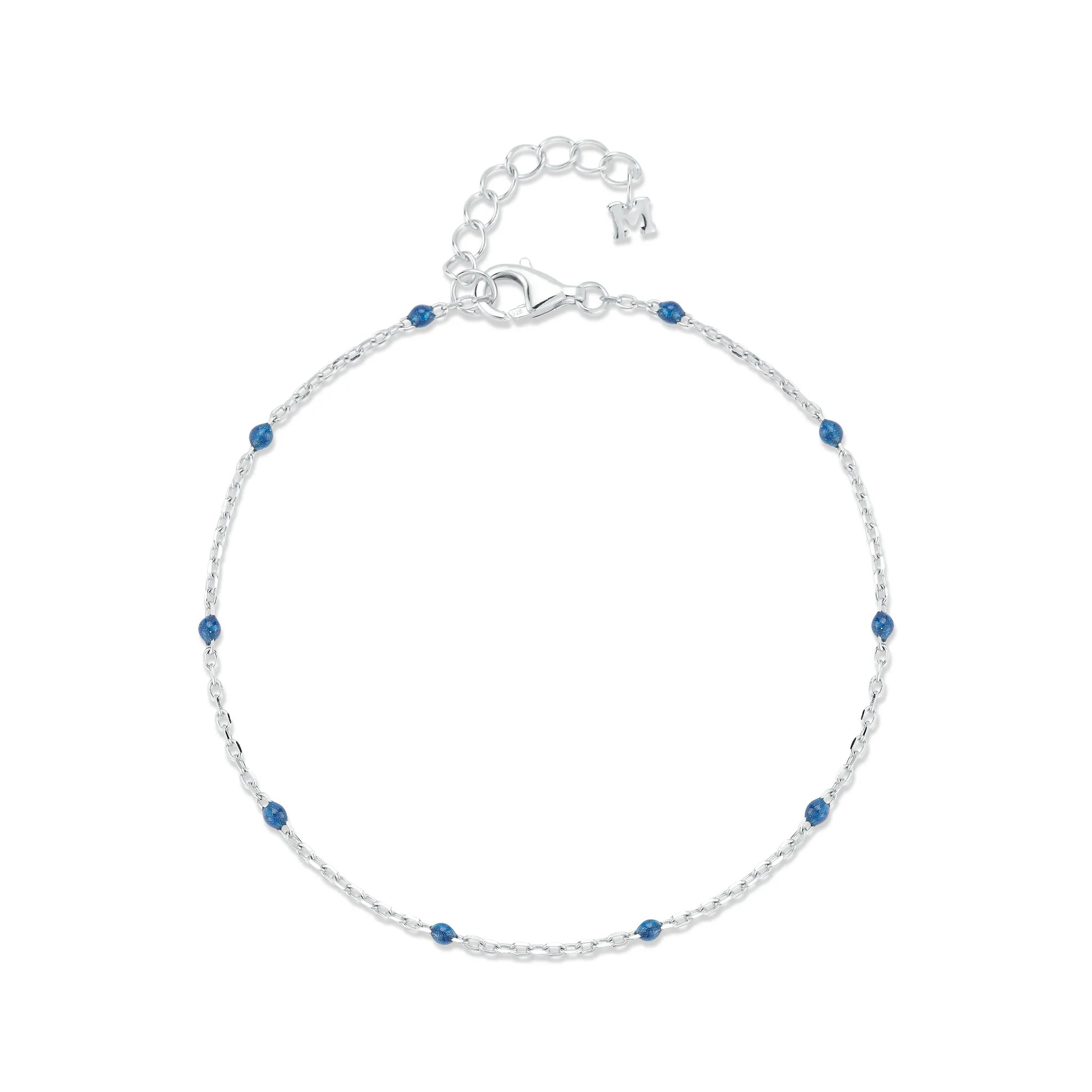 Blue Enamel Station Chain Bracelet