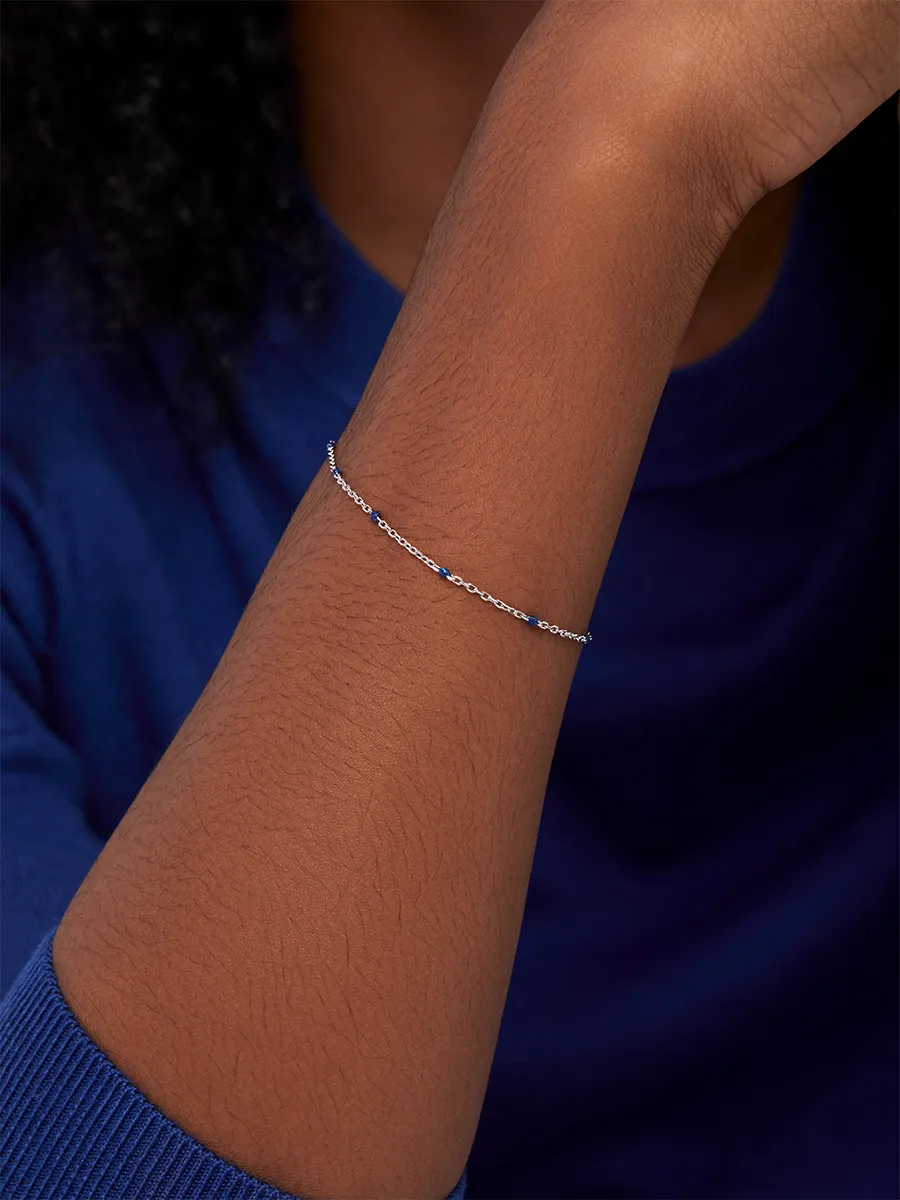 Blue Enamel Station Chain Bracelet - Image 2