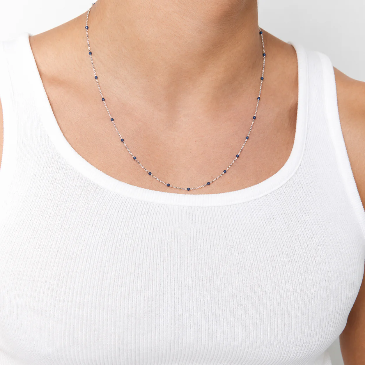 Blue Enamel Station Chain Necklace - Image 2