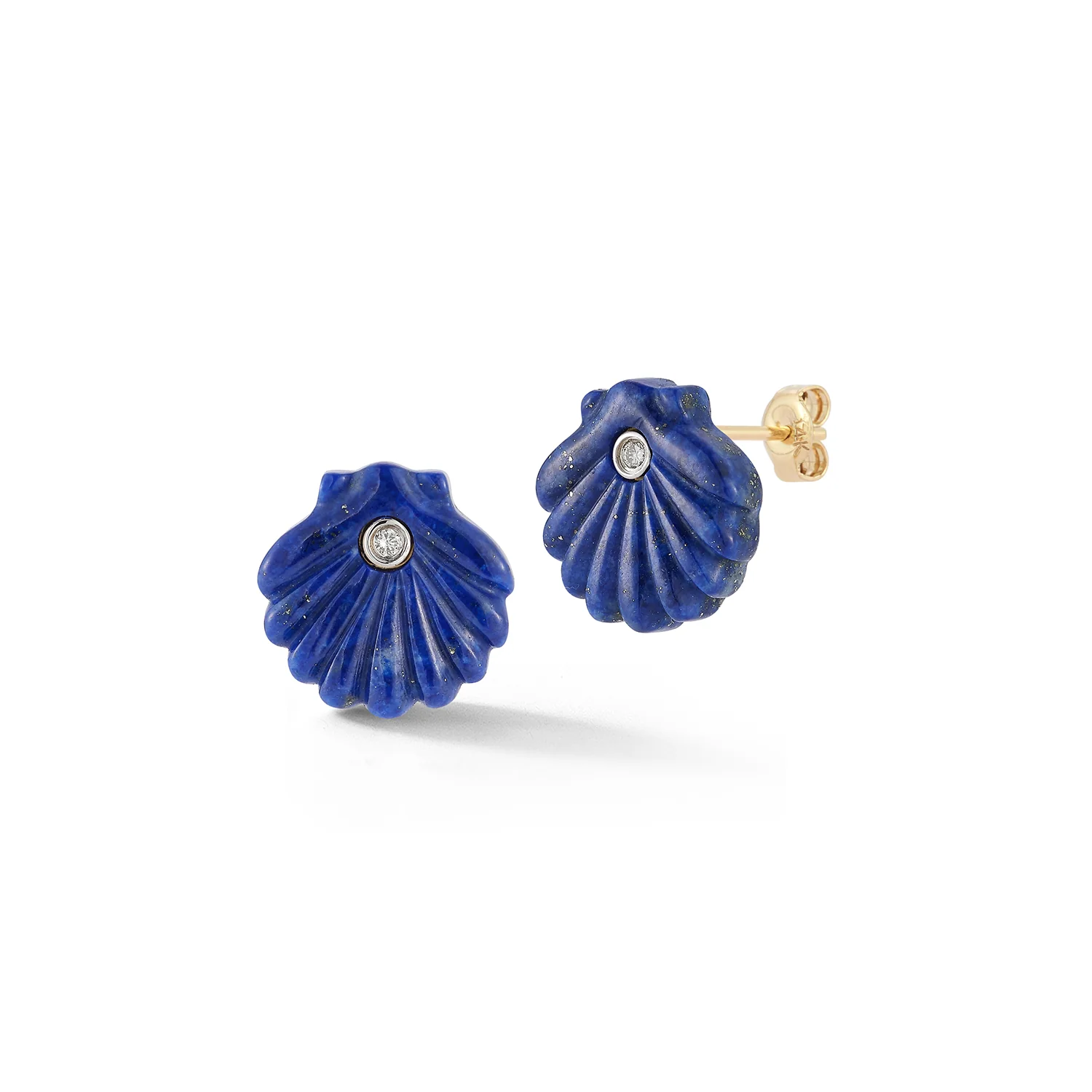 Carved Lapis Venus Shell Studs