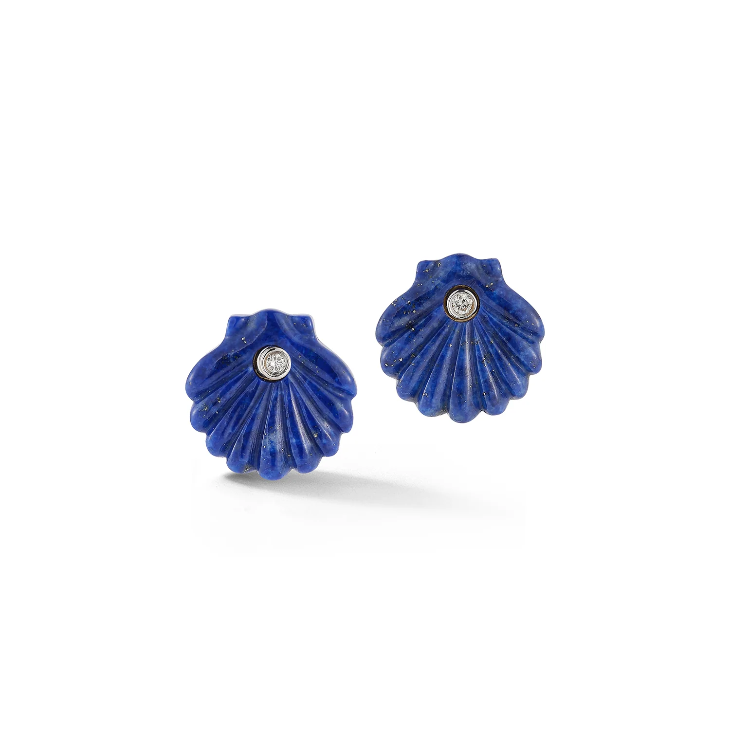 Carved Lapis Venus Shell Studs - Image 3