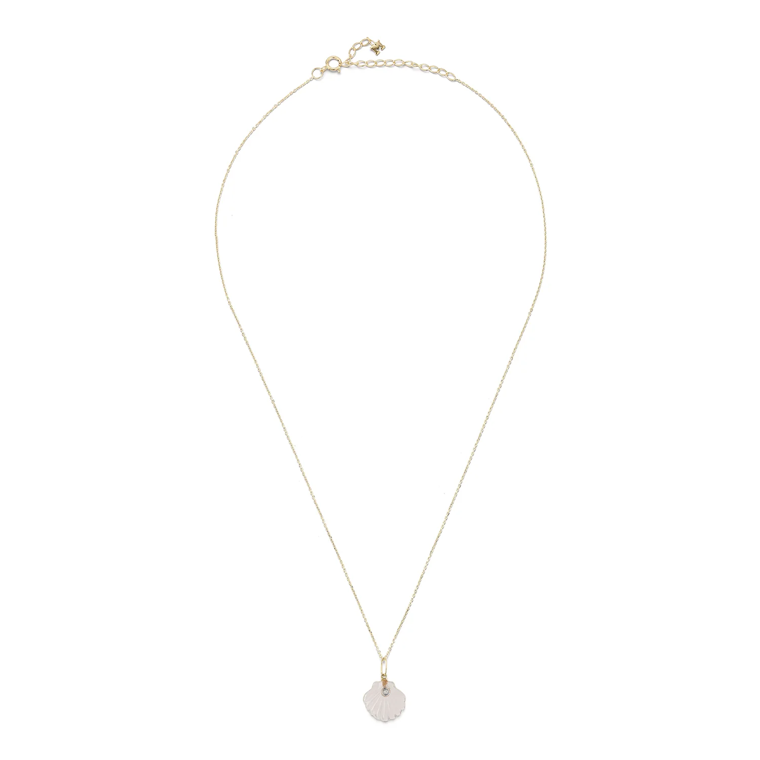 Carved Rose Quartz Venus Shell Necklace - Image 3