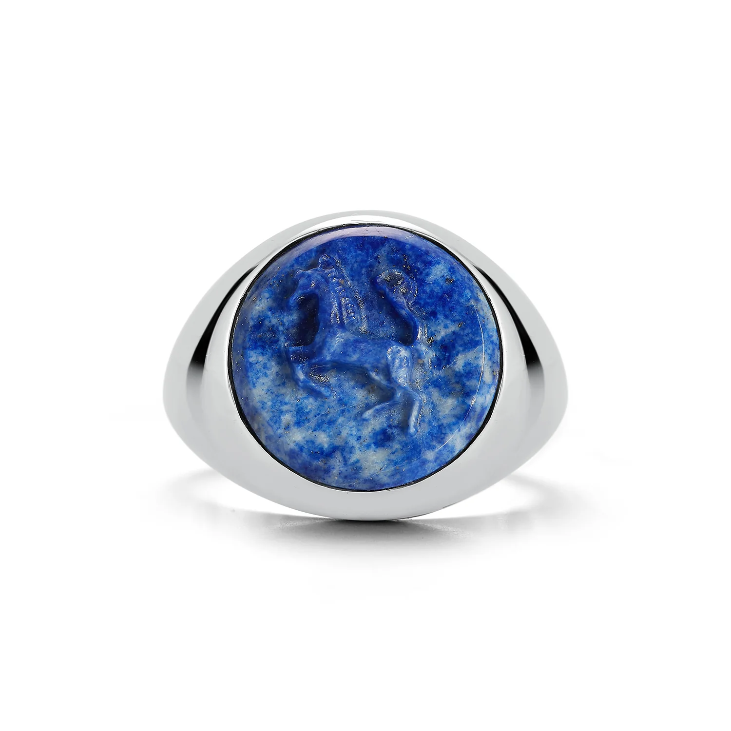 Carved Stallion Lapis Ring - Image 3