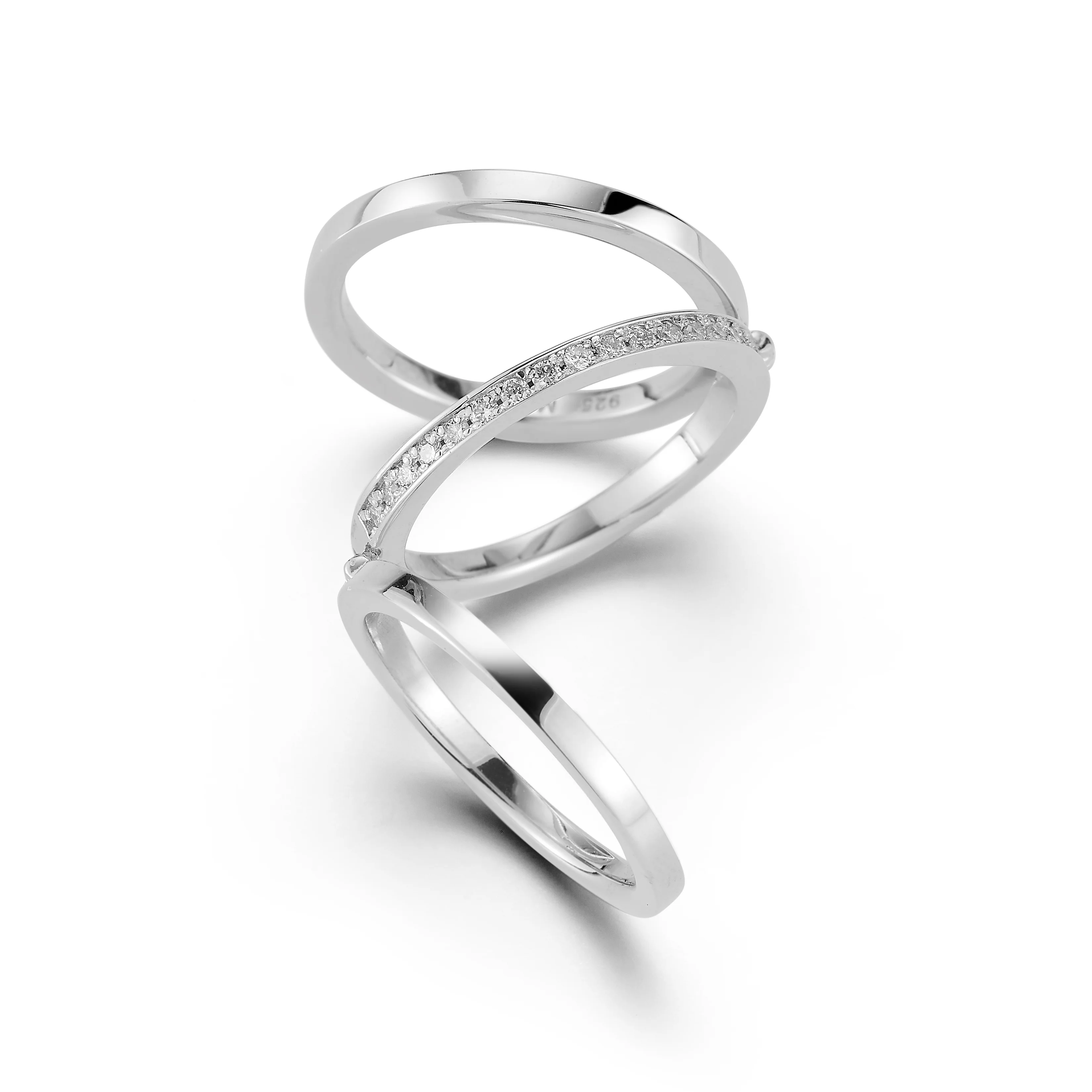 Center Diamond Row Accordion Ring - Image 3
