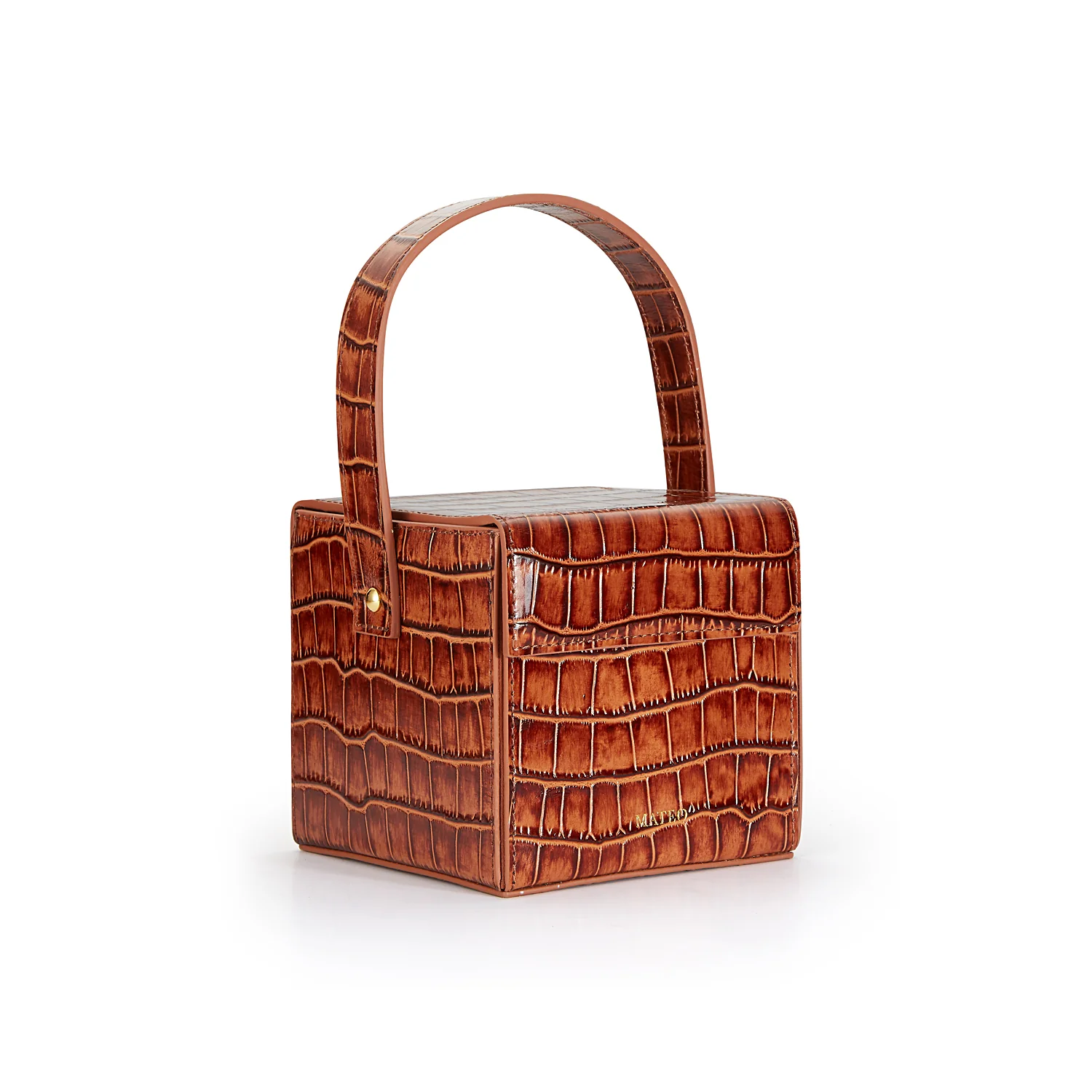 Cognac Croc Catherine Box Bag - Image 3