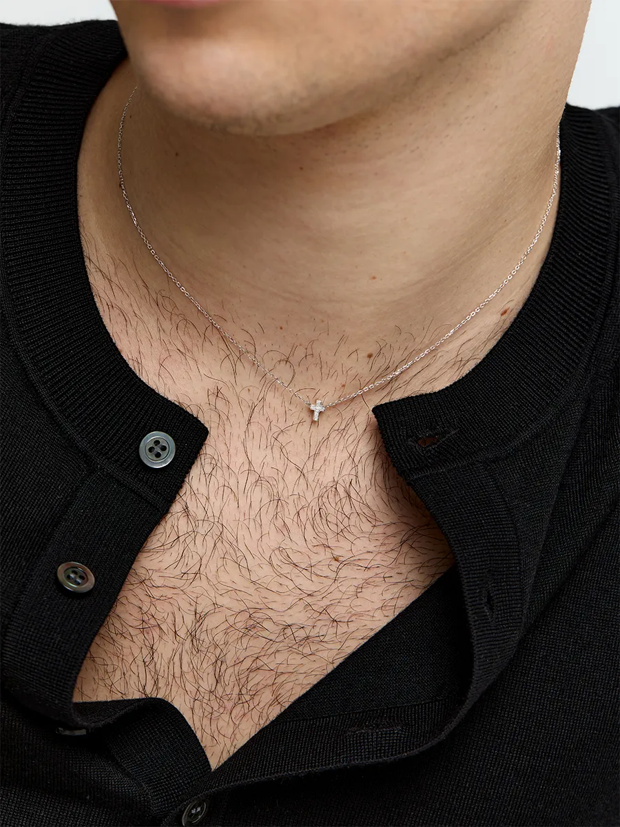 Diamond Suspended Cross Necklace - Image 4