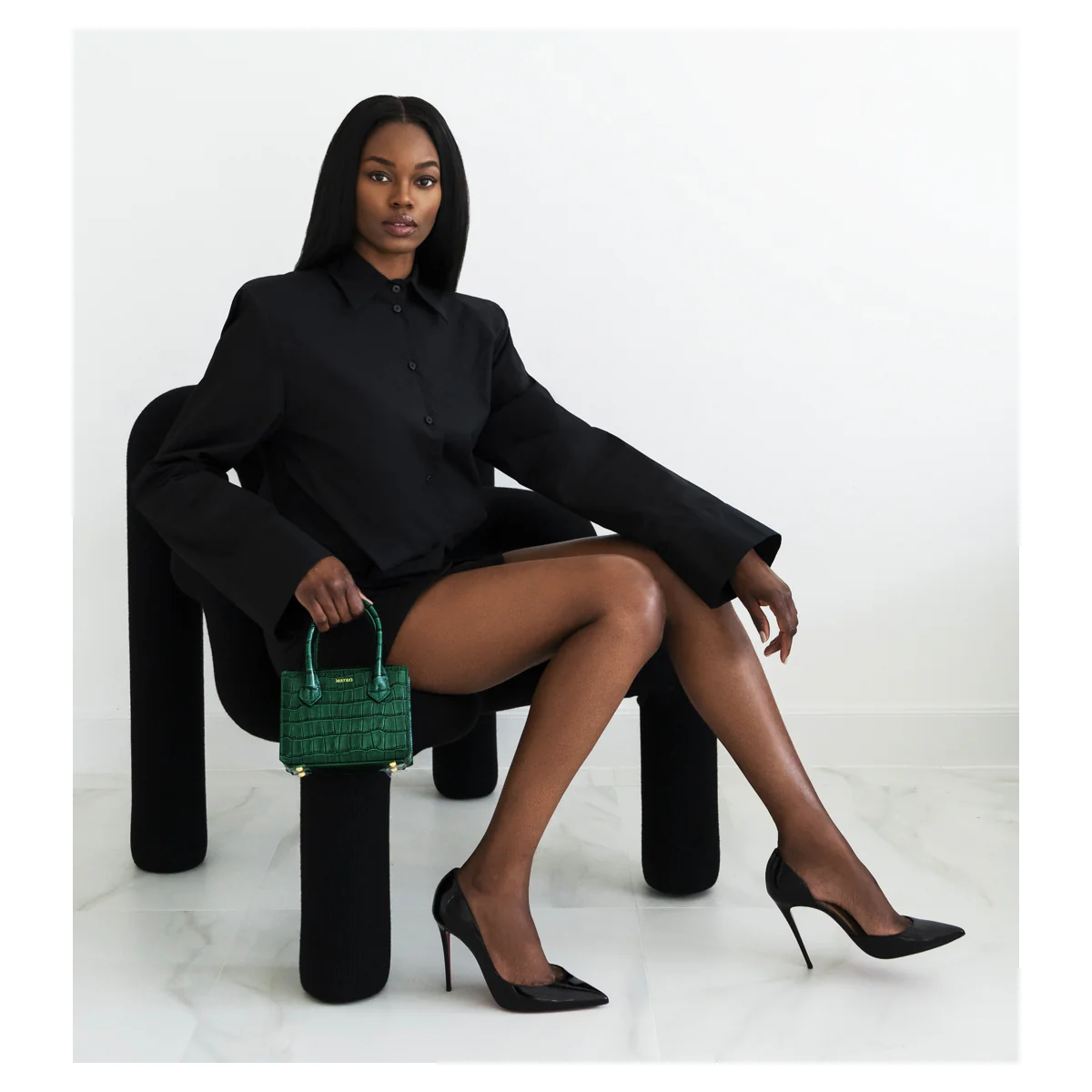Emerald Croc Diana Bag - Image 8