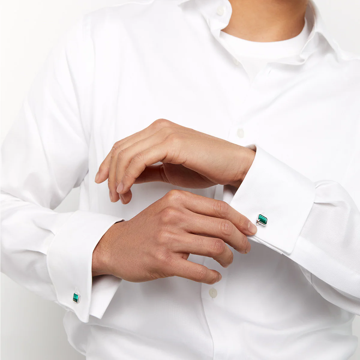 Emerald Cut Malachite Cufflinks - Image 2