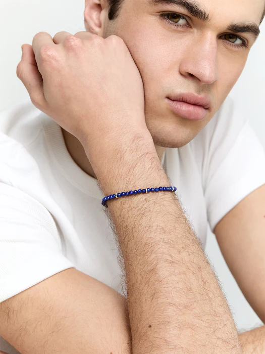 Hex Nut Lapis Bead Bracelet - Image 3