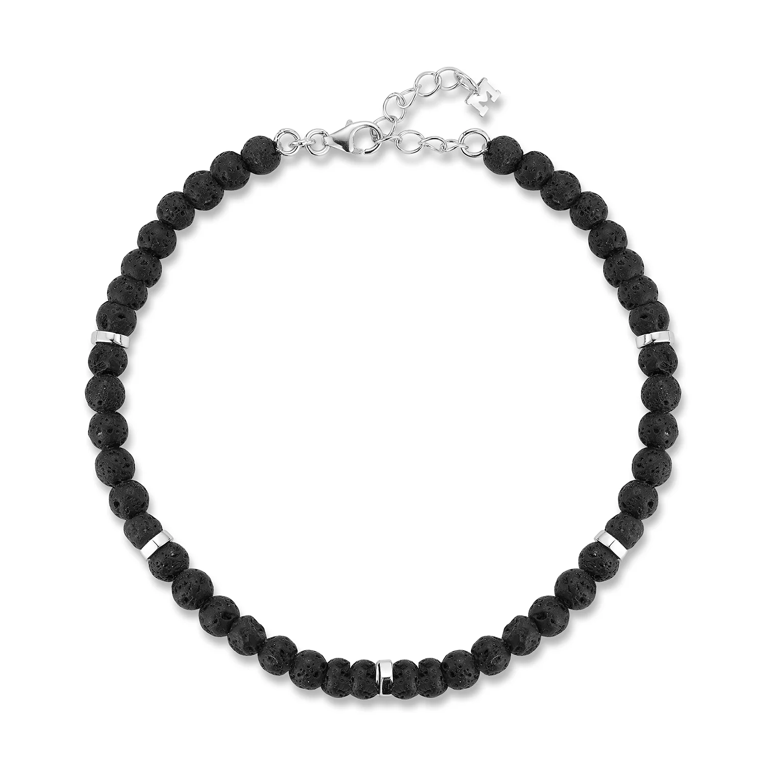 Hex Nut Lava Rock Bead Bracelet