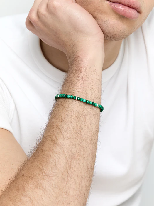 Hex Nut Malachite Bead Bracelet - Image 3