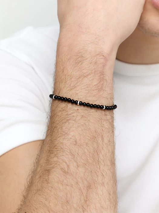 Hex Nut Onyx Bead Bracelet - Image 3