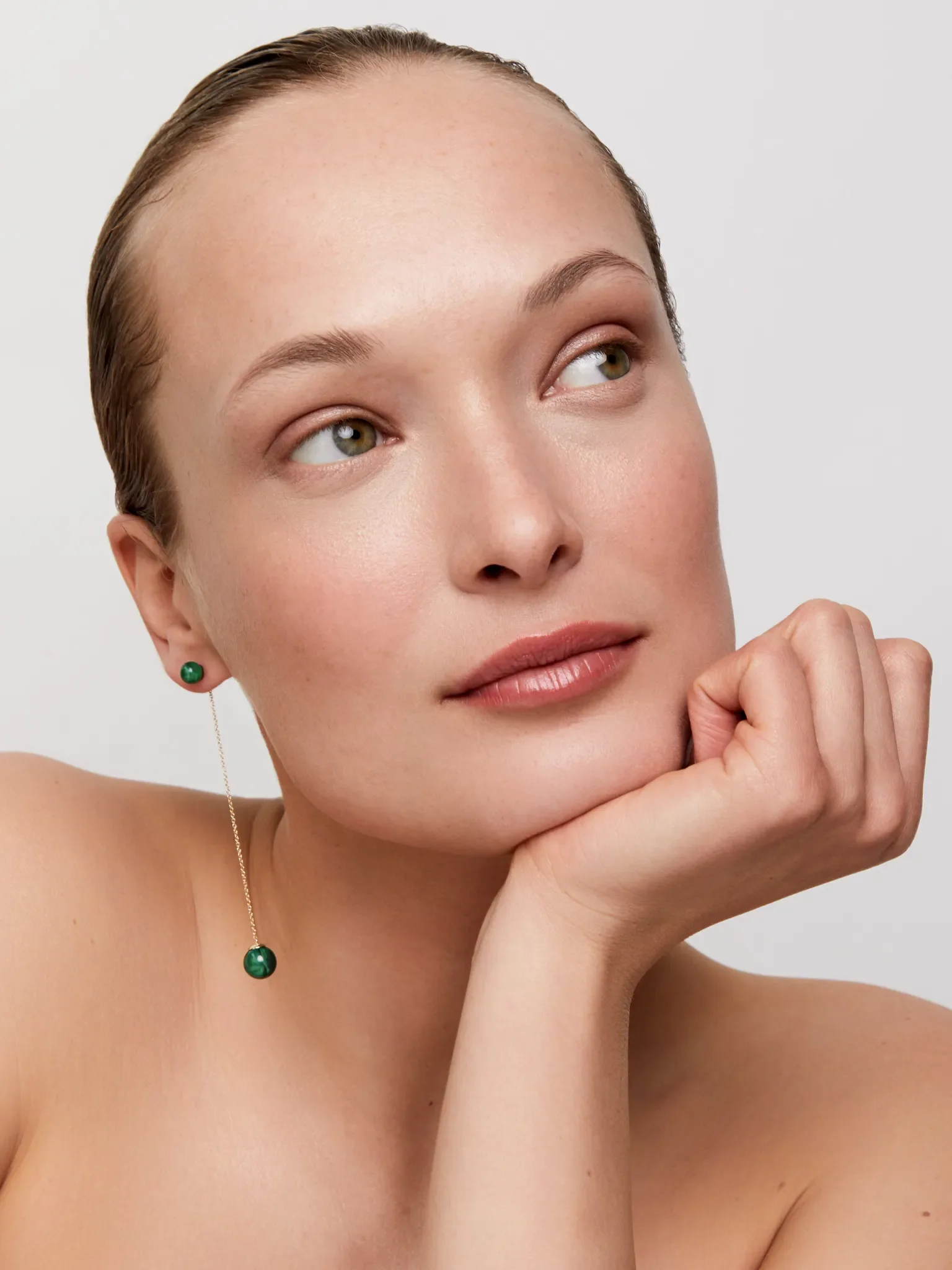 Malachite Ball Drop Earrings - Image 2