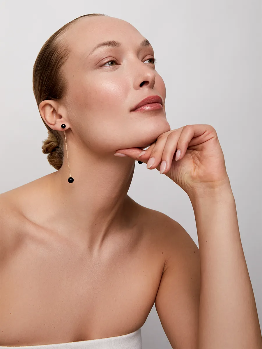 Onyx Ball Drop Earrings - Image 2