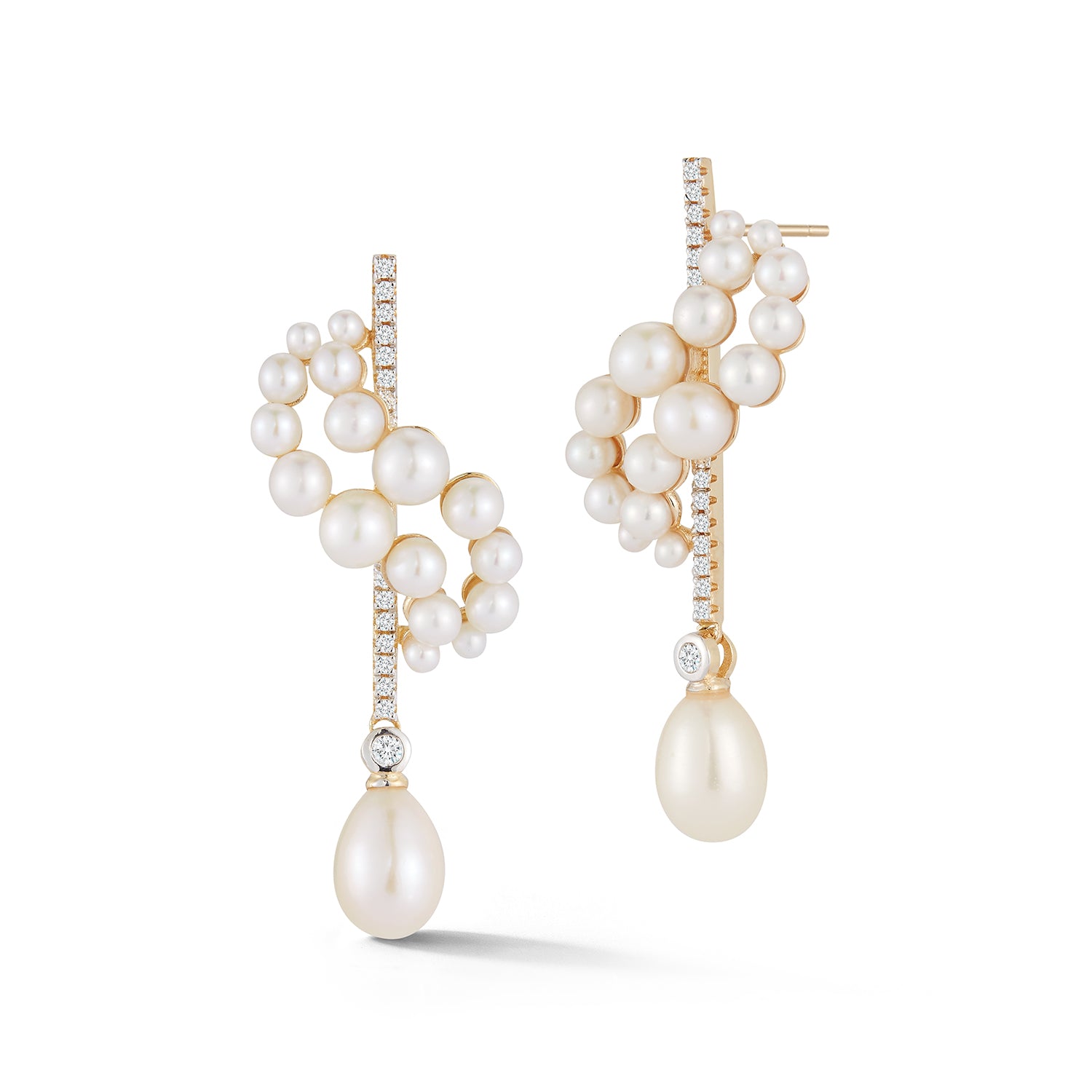 Gold Pearl Curve Form Earrings